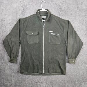 Point Zero Mens XL Full Zip Fleece Jacket Forest Green Mock Neck Utility Pockets
